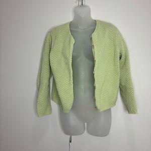 Talbots 100% Cotton Button Front Sweater Pastel Green Grandmacore Cottagecore M